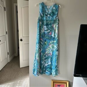 Tropical Print Sleeveless Maxi Dress